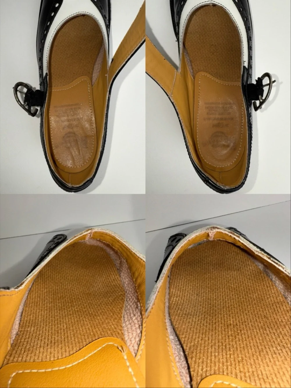 Vintage Dr. Martens England MIE Black White Wingtip Heel Mary Janes Shoes UK 4 - Picture 13 of 16